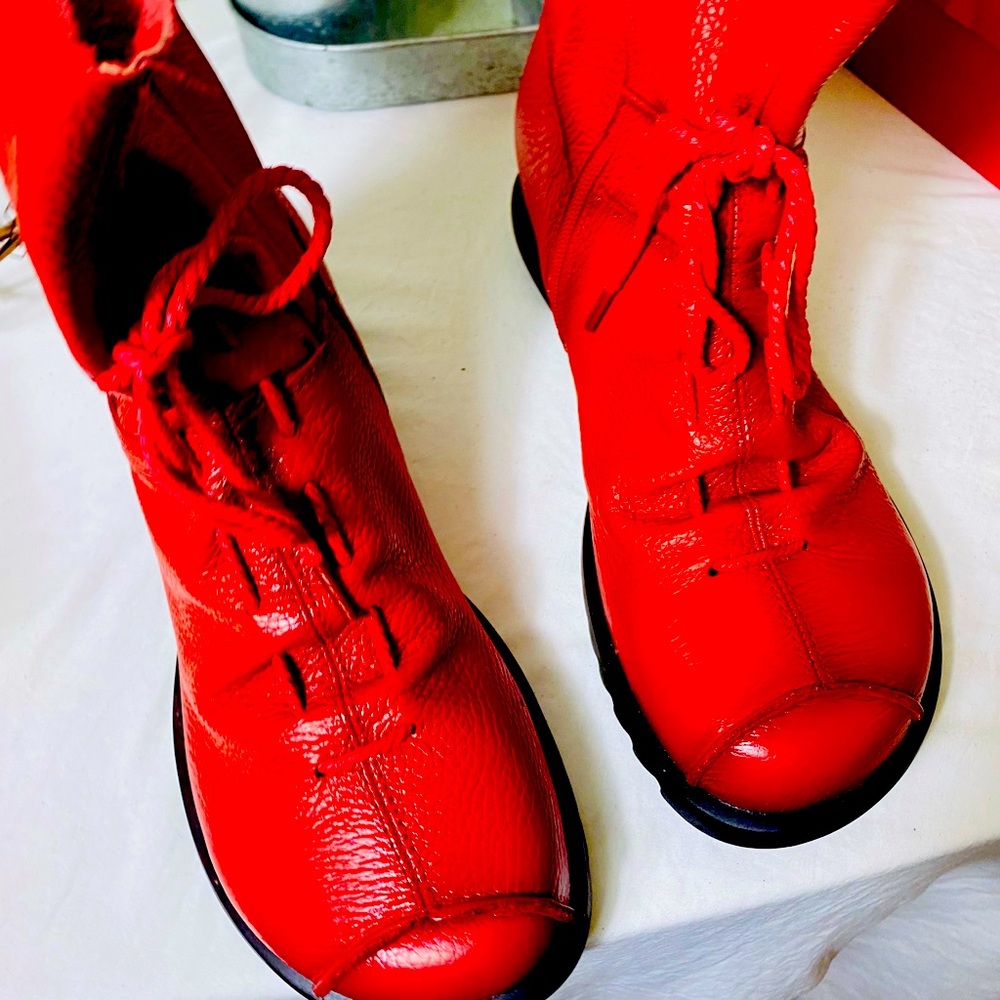 Red Lace up Boots